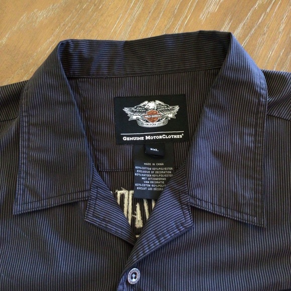 Harley-Davidson Genuine MotorClothes Men’s Shirt 2XL Black Short Sleeve Button - Picture 10 of 11